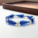BS273 [Libra Scorpio | October] Opal Blue Glass Bracelet
