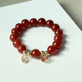 BS61 [2026 Year of the Horse Welcoming Good Fortune] Red Agate "Fortune" 14K Gold Bracelet