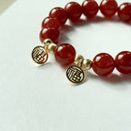 BS61【2025蛇年迎福來】紅瑪瑙 •「福」14K金飾手鏈手串