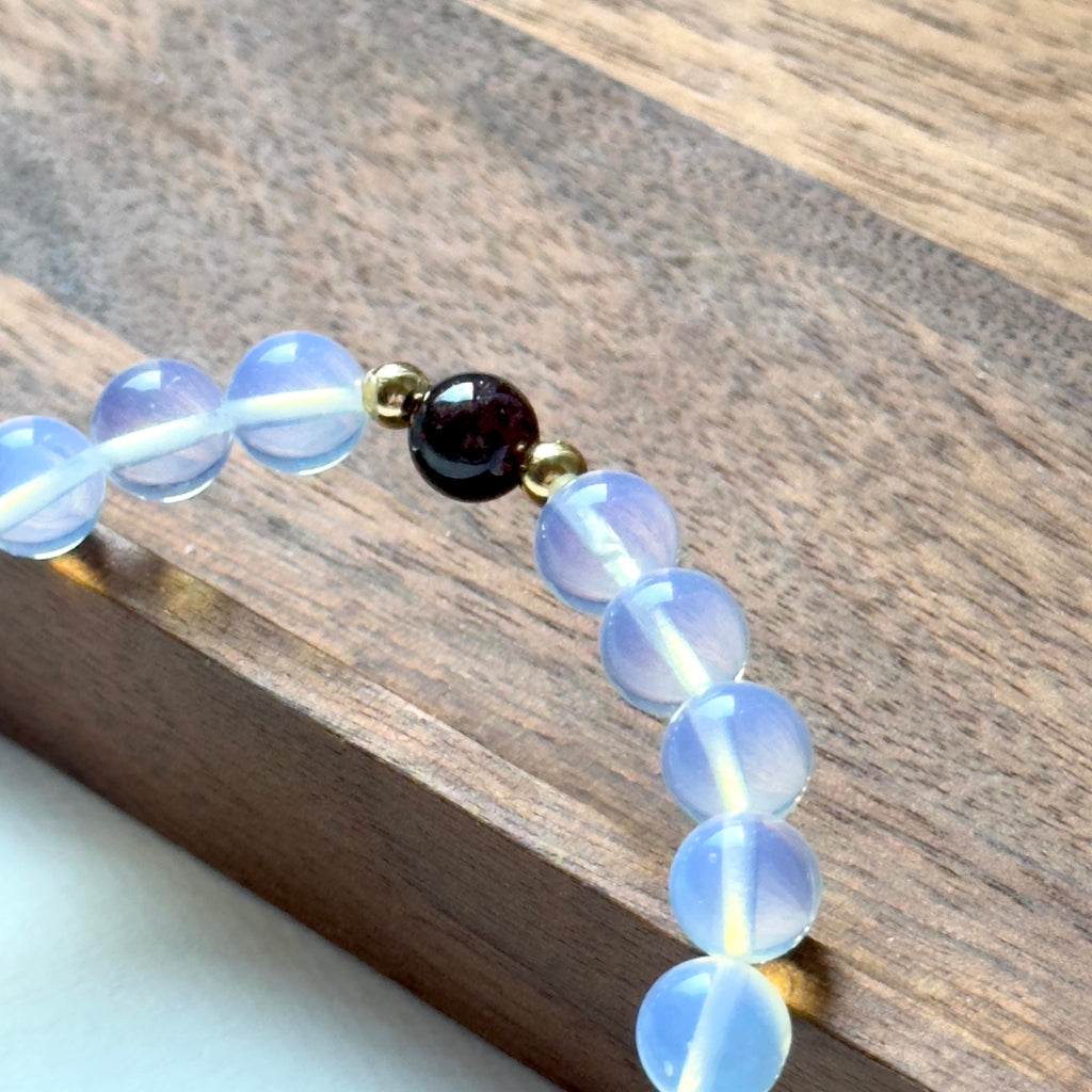 BS274 [Libra Scorpio Capricorn Aquarius | October/January] Opal Garnet Simple 18K Gold-plated Bracelet