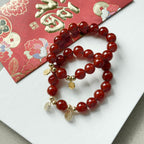 BS61【2025蛇年迎福來】紅瑪瑙 •「福」14K金飾手鏈手串