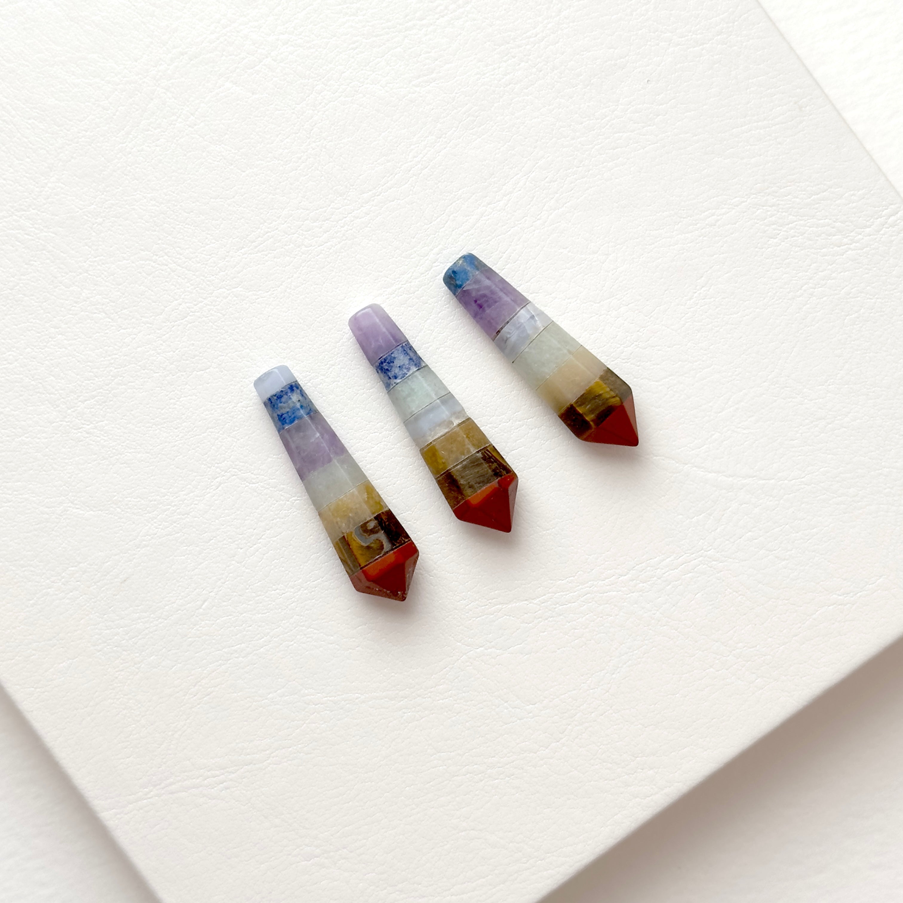 TS26【水晶滾石】七脈輪迷你版六角柱 辦公室家中療癒 裝置擺飾 能量