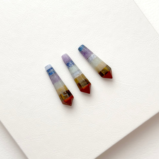TS6 [Crystal Rolling Stone] Seven Chakra Hexagonal Column Office Home Healing Device Decoration Energy Thought Balance Emotion