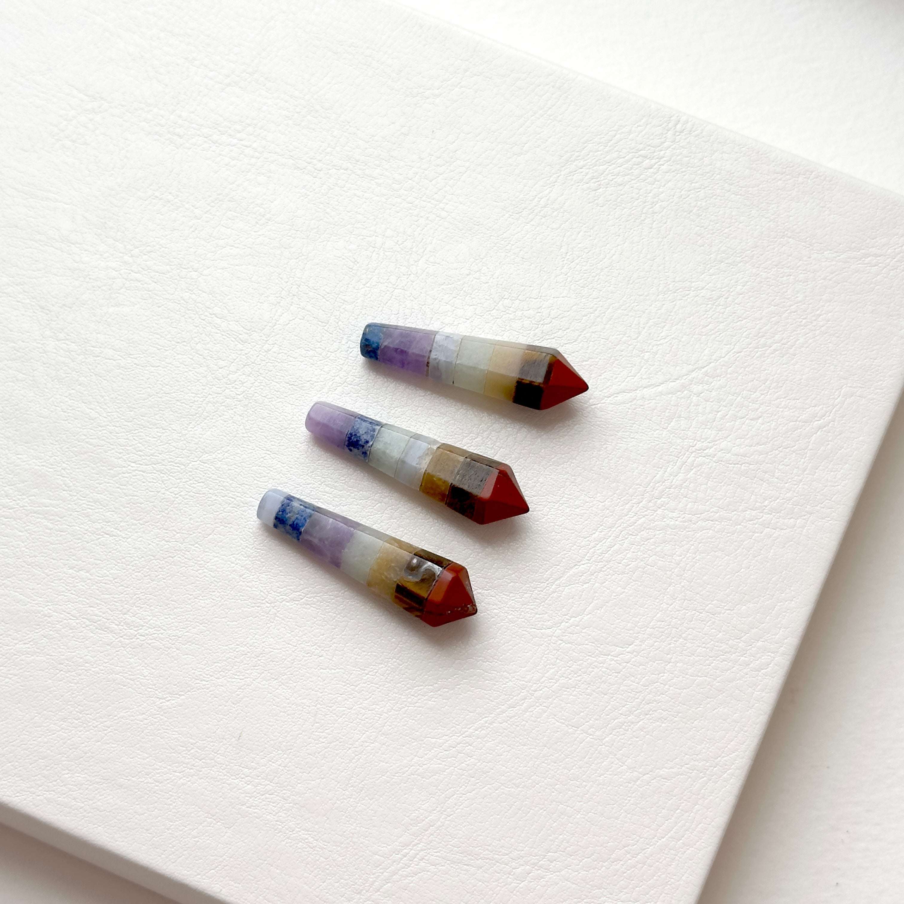 TS26【水晶滾石】七脈輪迷你版六角柱 辦公室家中療癒 裝置擺飾 能量