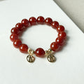 BS63 [2026 Year of the Horse Welcoming Good Fortune | Great Luck and Auspiciousness] Red Agate "Auspicious" 14K Gold Accessory Bracelet