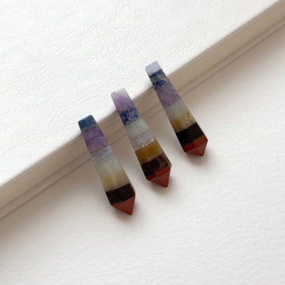TS6 [Crystal Rolling Stone] Seven Chakra Hexagonal Column Office Home Healing Device Decoration Energy Thought Balance Emotion