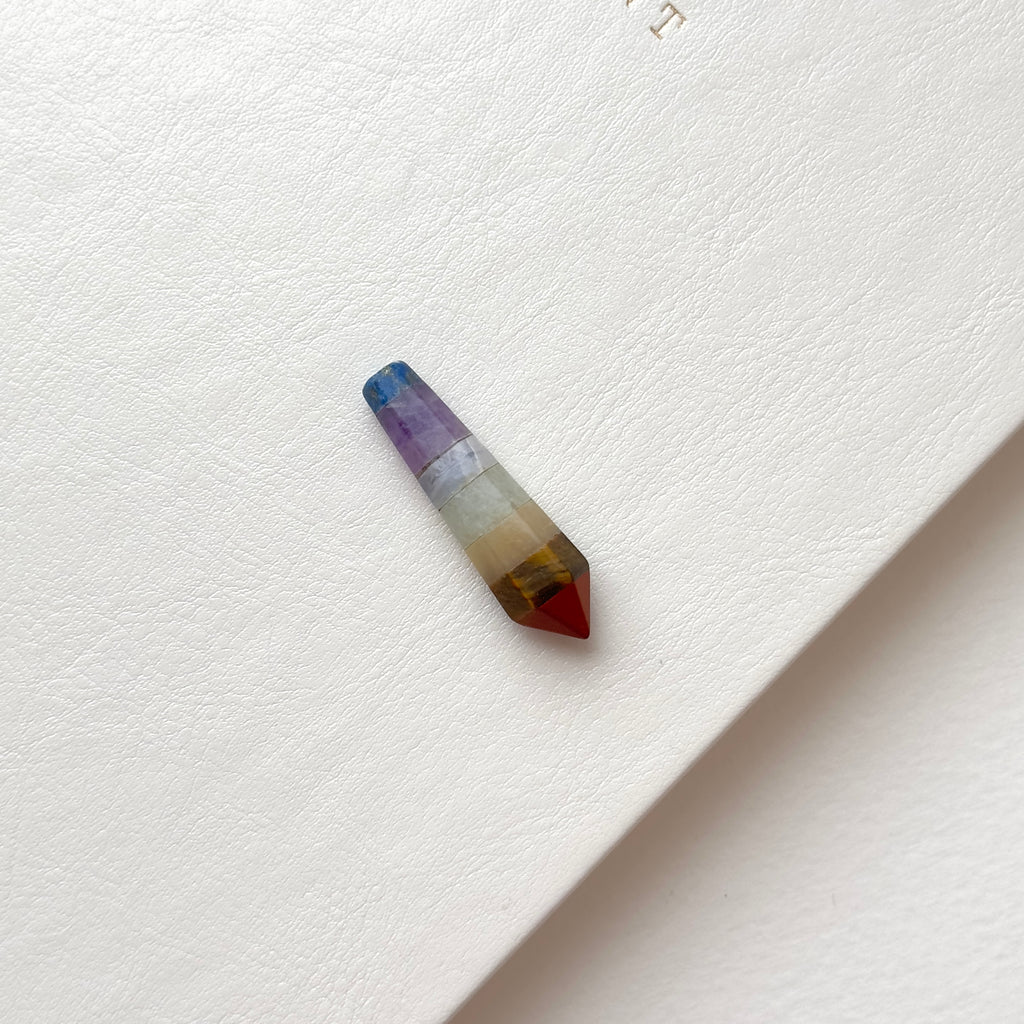 TS26【水晶滾石】七脈輪迷你版六角柱 辦公室家中療癒 裝置擺飾 能量
