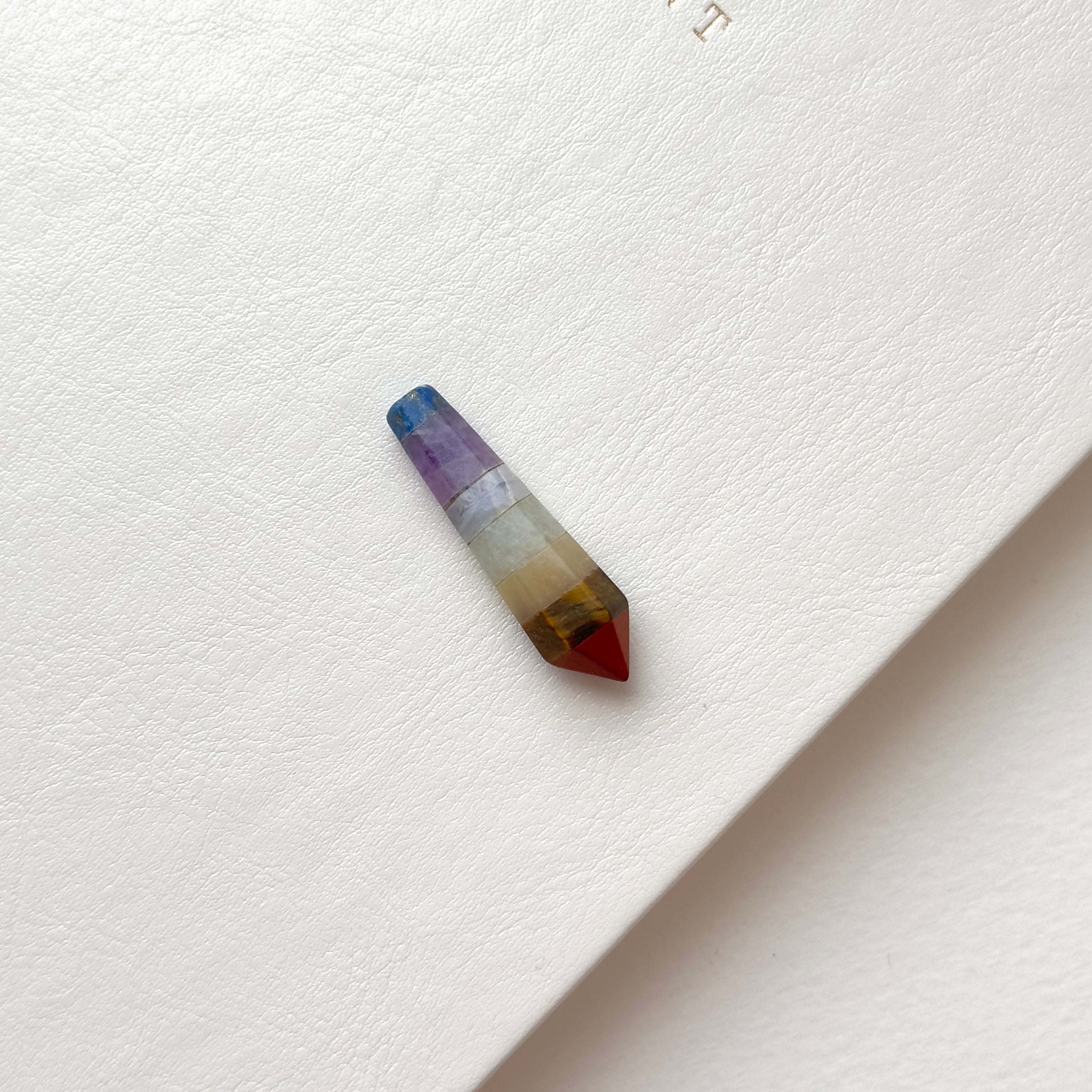 TS26【水晶滾石】七脈輪迷你版六角柱 辦公室家中療癒 裝置擺飾 能量