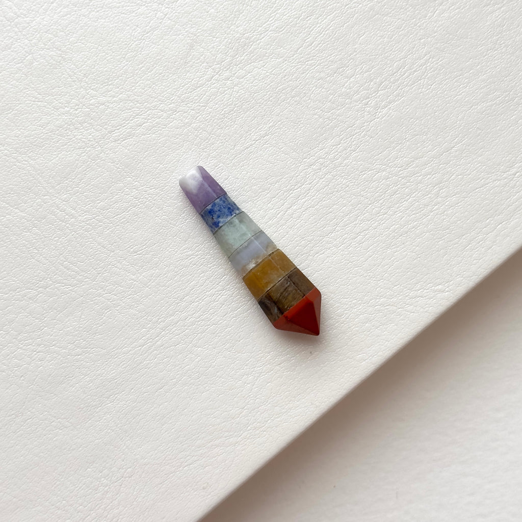 TS26【水晶滾石】七脈輪迷你版六角柱 辦公室家中療癒 裝置擺飾 能量