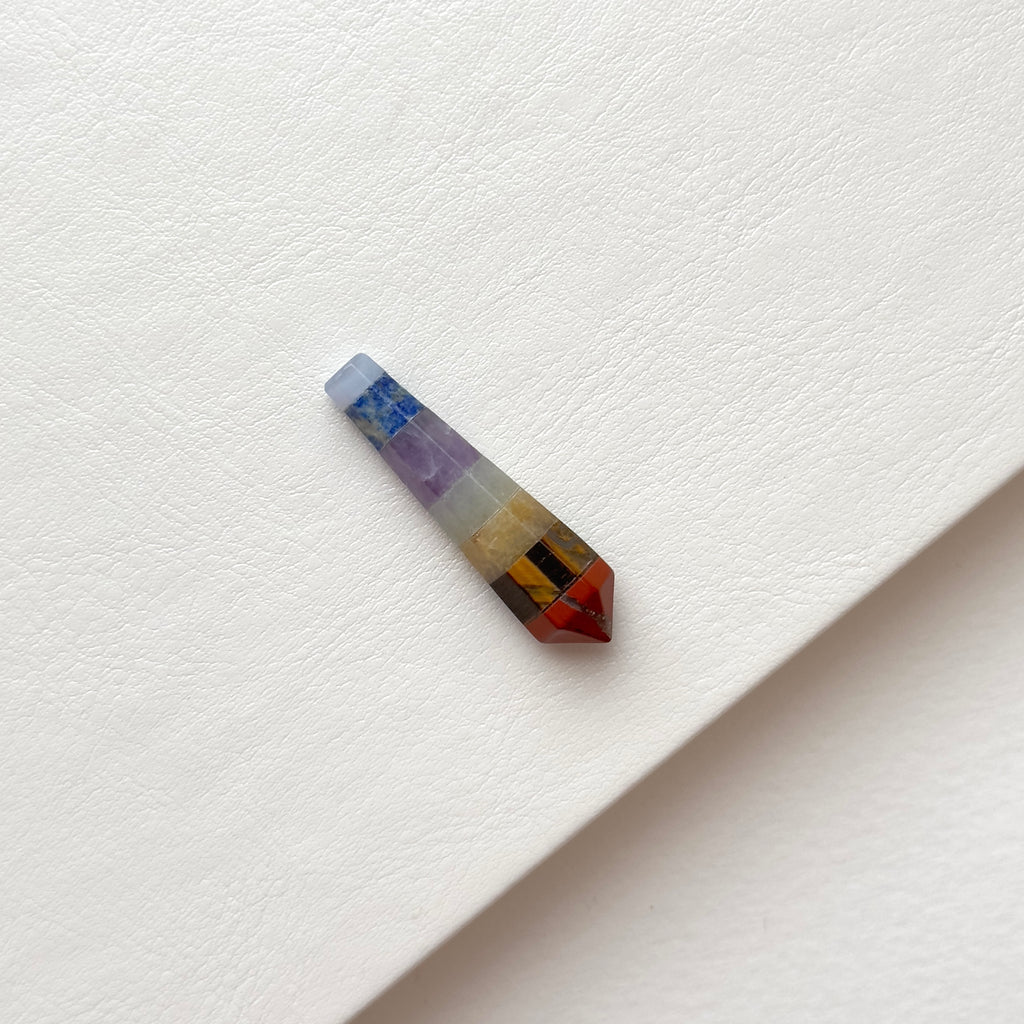 TS26【水晶滾石】七脈輪迷你版六角柱 辦公室家中療癒 裝置擺飾 能量