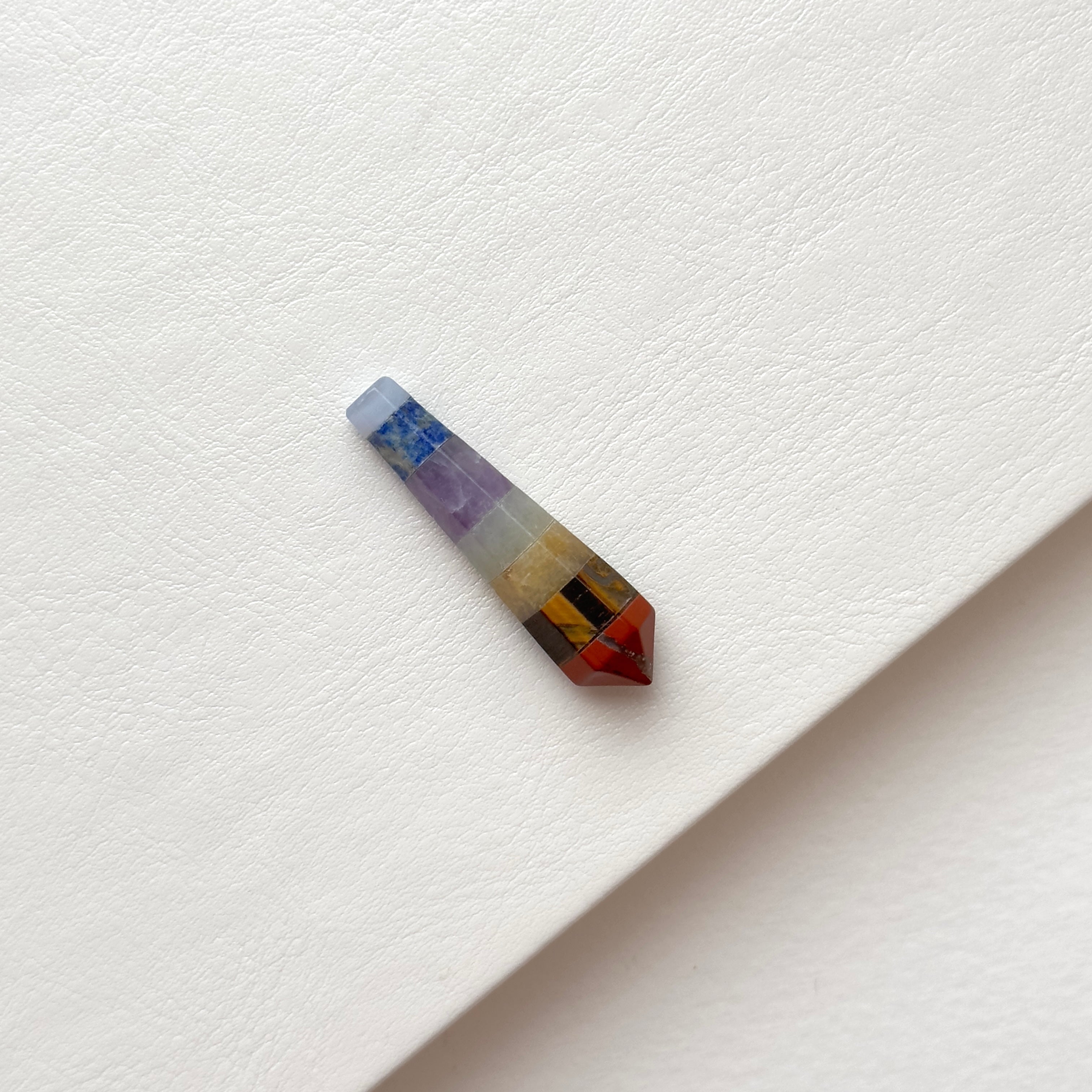 TS26【水晶滾石】七脈輪迷你版六角柱 辦公室家中療癒 裝置擺飾 能量