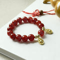 BS65 [2026 Year of the Horse Brings Good Fortune and Family Peace] Red Agate "Gourd" 14K Gold Accessory Bracelet (Gourd can rotate)
