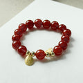 BS66 [Family Peace and Harmony] Red Agate "Buddha Image" 14K Gold Accessory Bracelet