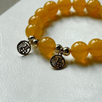 BS67 [2025 Year of the Snake Welcomes Fortune] Yellow Agate•"Fu" 14K Gold Accessory Bracelet