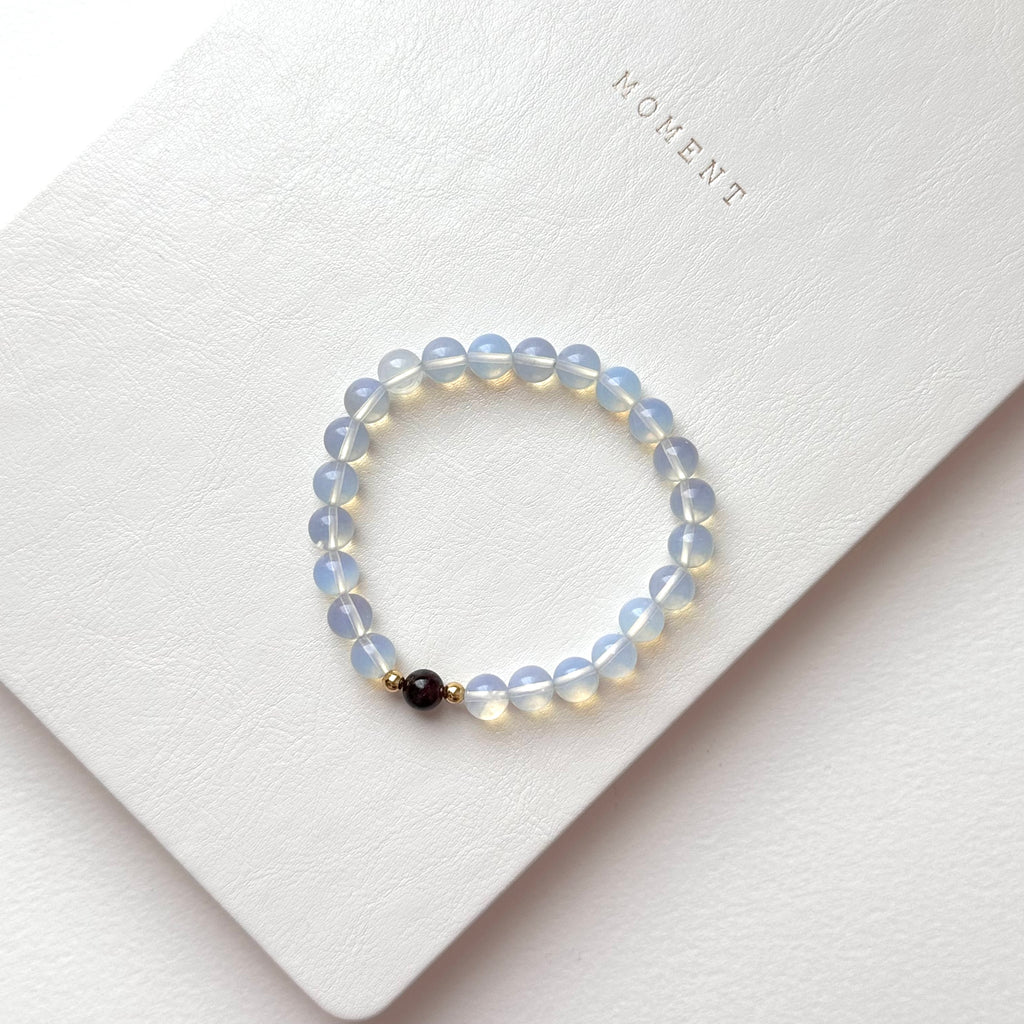 BS274 [Libra Scorpio Capricorn Aquarius | October/January] Opal Garnet Simple 18K Gold-plated Bracelet