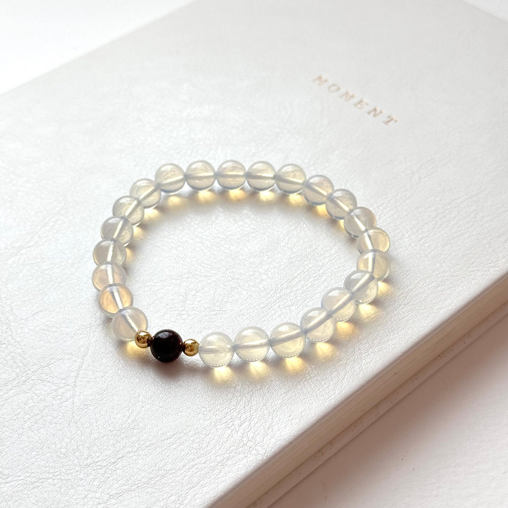 BS274 [Libra Scorpio Capricorn Aquarius | October/January] Opal Garnet Simple 18K Gold-plated Bracelet