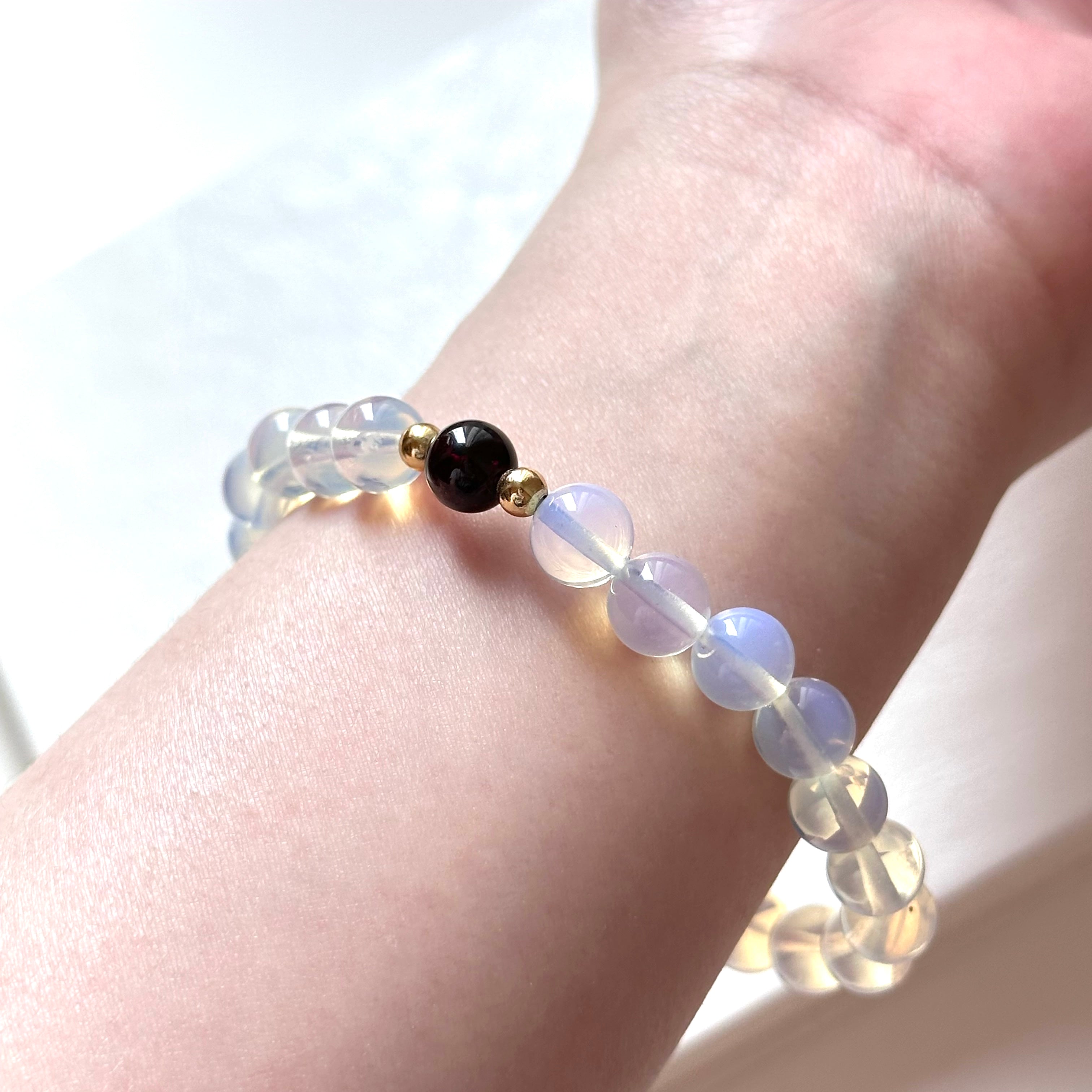 BS274 [Libra Scorpio Capricorn Aquarius | October/January] Opal Garnet Simple 18K Gold-plated Bracelet