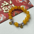 BS68 [2026 Year of the Horse Welcoming Good Fortune] Yellow Agate "Hexagonal Blessing" 14K Gold Accessory Bracelet