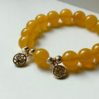 BS70 [Happiness and Good Luck] Yellow Agate•"Happy" 14K Gold Accessory Bracelet