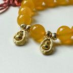 BS71 [Family Peace] Yellow Agate•"Gourd" 14K Gold Accessories Beaded Bracelet (Gourd can rotate)