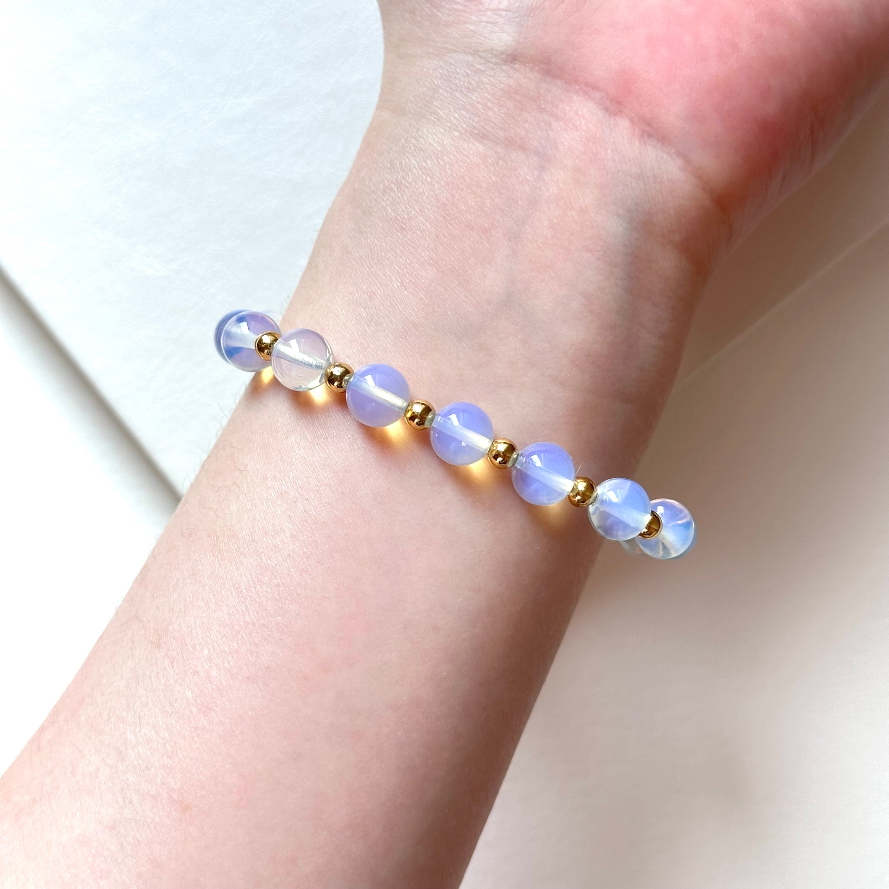 BS277 [Libra Scorpio | October] Opal Single Simple 18K Gold-plated Bracelet