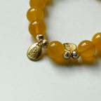 BS72 [Family Peace] Yellow Agate • "Buddha Statue" 14K Gold Accessory Bracelet