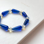BS273 [Libra Scorpio | October] Opal Blue Glass Bracelet