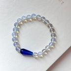 BS272 [Libra Scorpio | October] Opal Blue Glass Bracelet