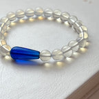 BS272 [Libra Scorpio | October] Opal Blue Glass Bracelet