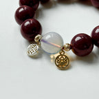 BS73【福樂常在】硃砂 • 蛋白石 •「福樂」14K金配飾手鏈手串