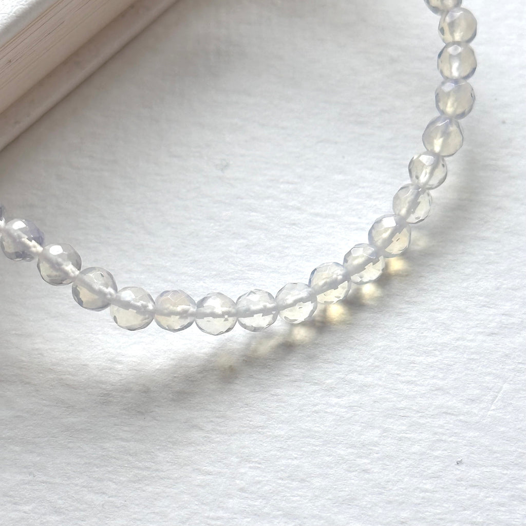 B101【天秤天蠍座|10月】蛋白石切角純珠手鏈手串