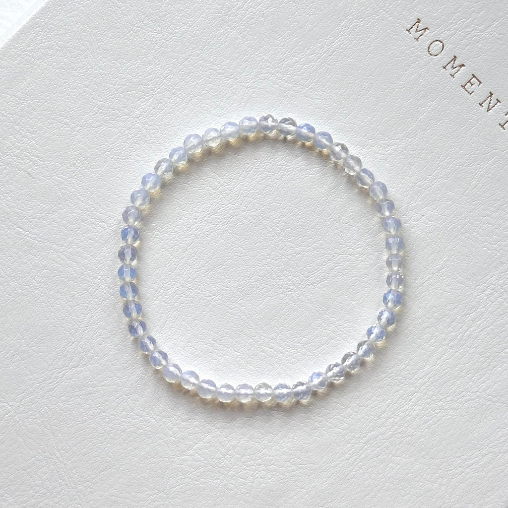 B101【天秤天蠍座|10月】蛋白石切角純珠手鏈手串