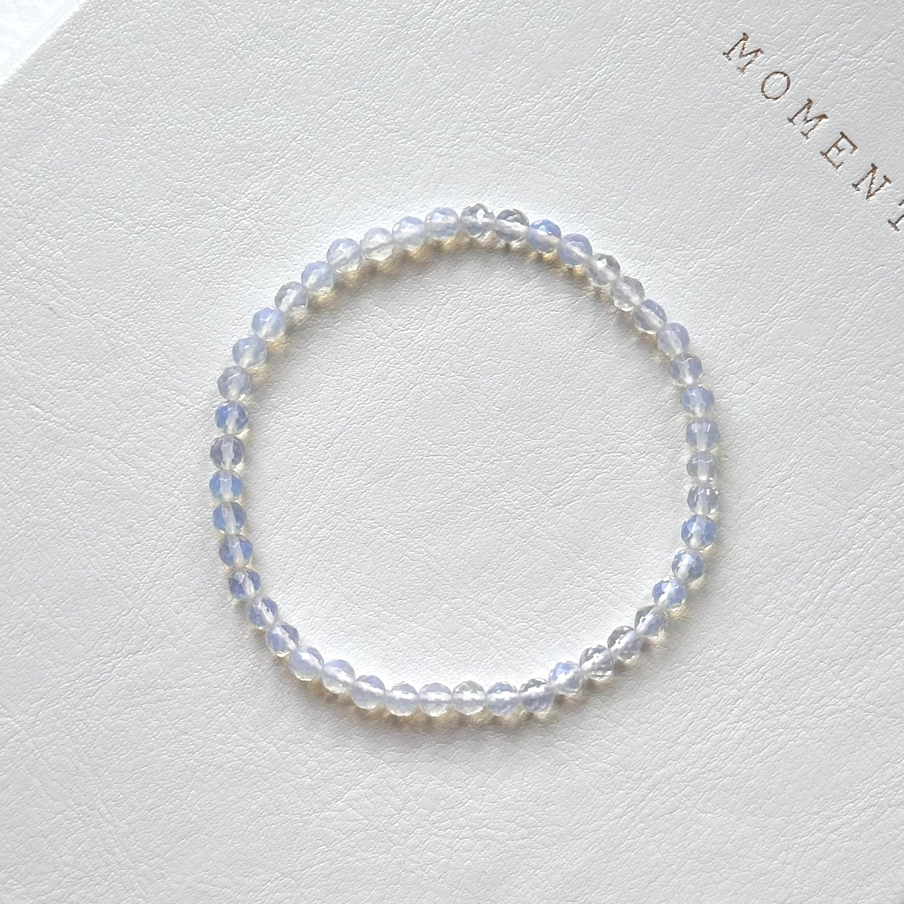 B101【天秤天蠍座|10月】蛋白石切角純珠手鏈手串