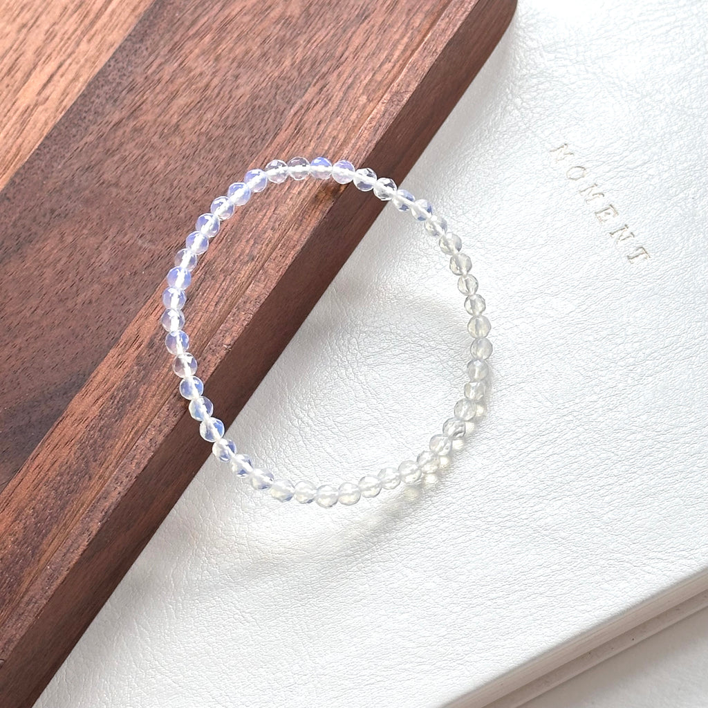 B101【天秤天蠍座|10月】蛋白石切角純珠手鏈手串
