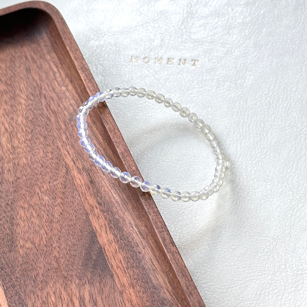 B101【天秤天蠍座|10月】蛋白石切角純珠手鏈手串