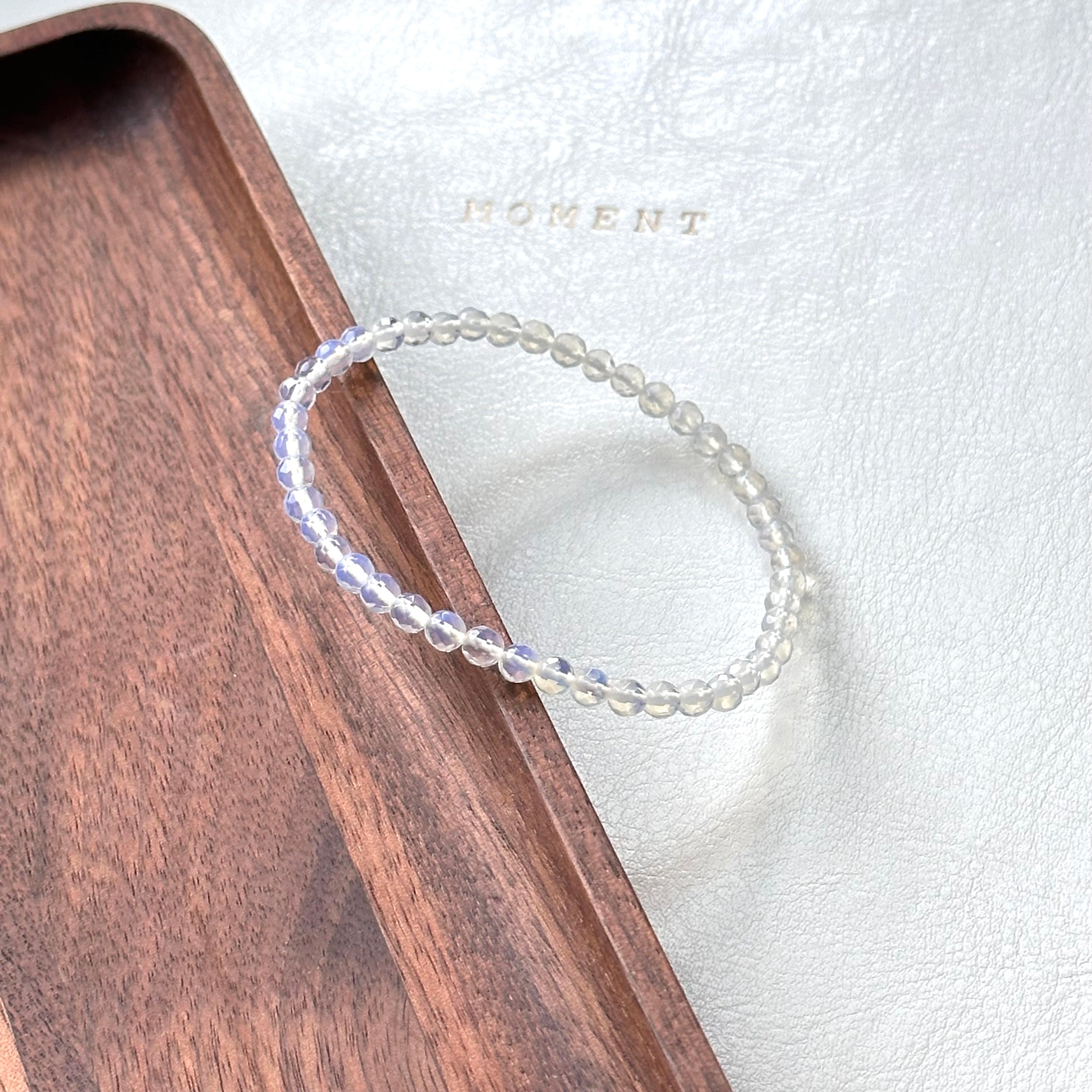 B101【天秤天蠍座|10月】蛋白石切角純珠手鏈手串