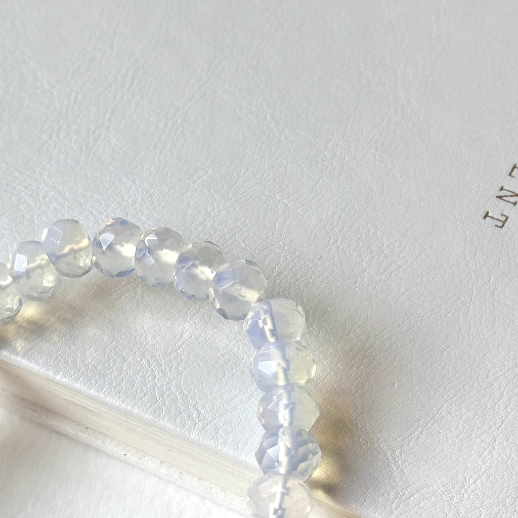 B102【天秤天蠍座|10月】蛋白石切角橢圓純珠手鏈手串