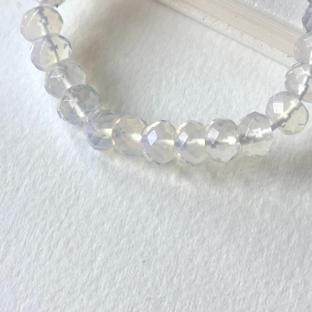 B102【天秤天蠍座|10月】蛋白石切角橢圓純珠手鏈手串