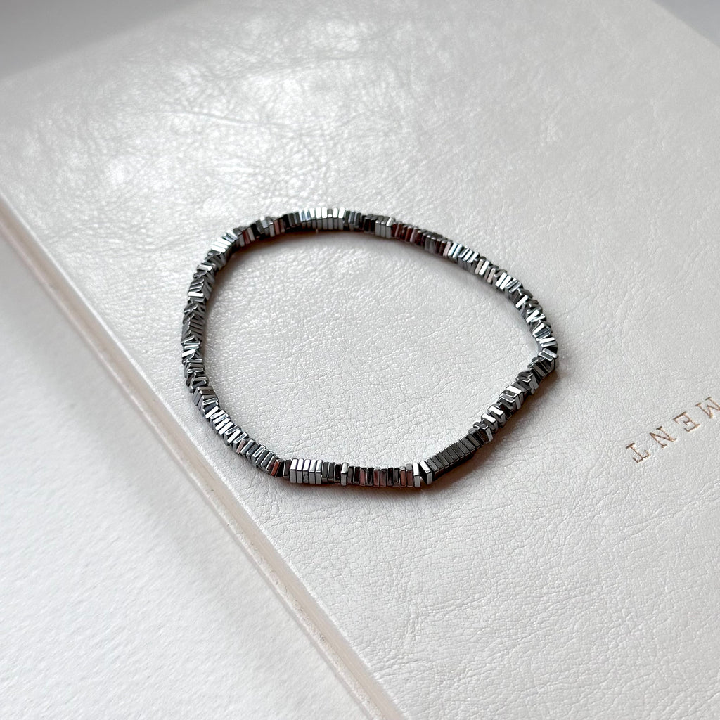 B104【Y3K】銅鍍銀純小方塊碎片輕純珠手鏈手串