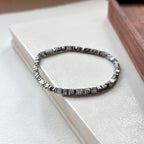 B104【Y3K】銅鍍銀純小方塊碎片輕純珠手鏈手串