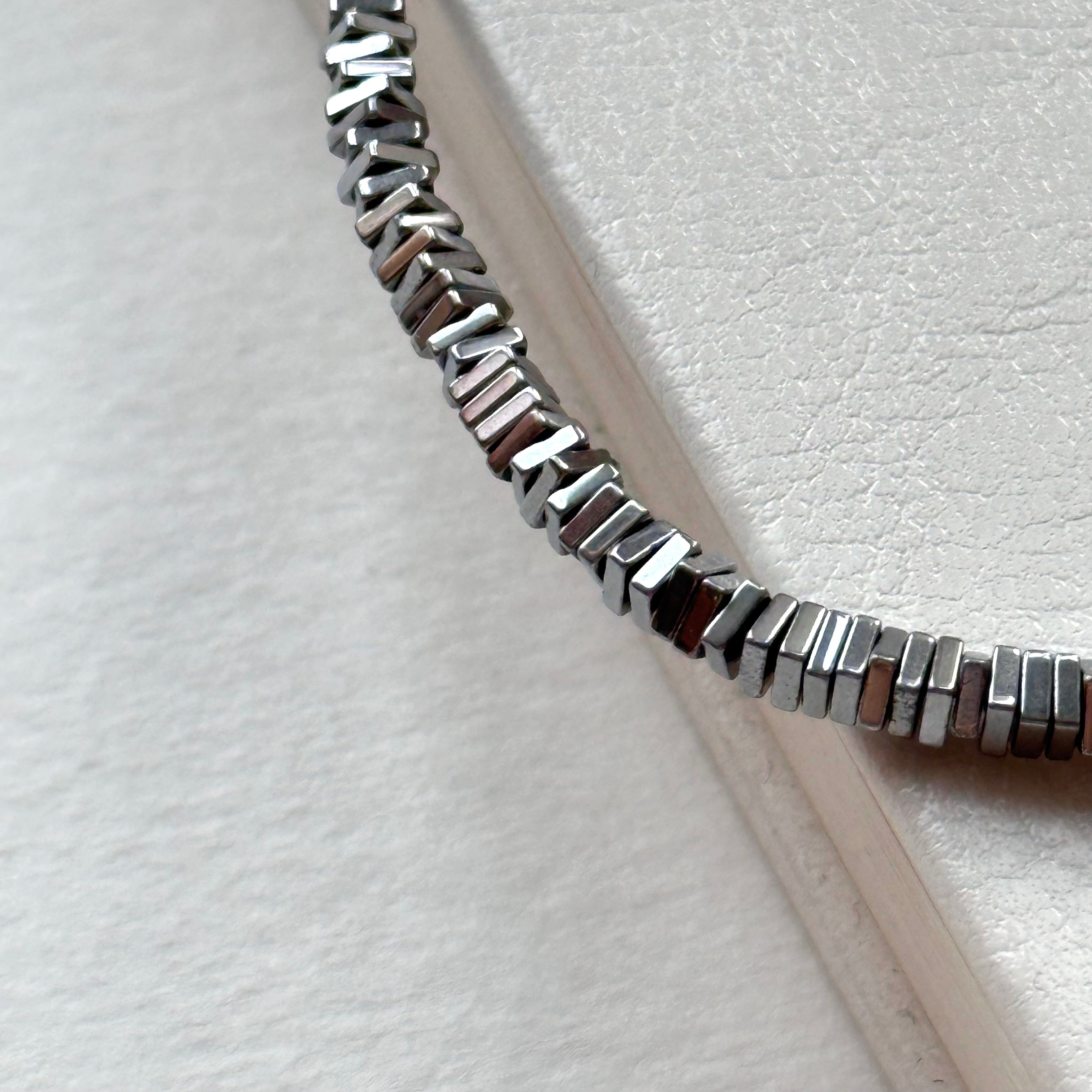 B104【Y3K】銅鍍銀純小方塊碎片輕純珠手鏈手串