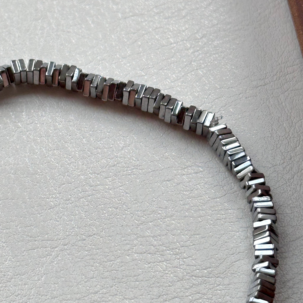 B104【Y3K】銅鍍銀純小方塊碎片輕純珠手鏈手串