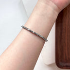 B104【Y3K】銅鍍銀純小方塊碎片輕純珠手鏈手串