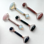 TS27 天然水晶雙頭鍍金按摩滾輪 面部身體按摩 舒緩肌肉緊繃 禮物