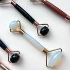 TS27 天然水晶雙頭鍍金按摩滾輪 面部身體按摩 舒緩肌肉緊繃 禮物