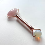 TS27 天然水晶雙頭鍍金按摩滾輪 面部身體按摩 舒緩肌肉緊繃 禮物