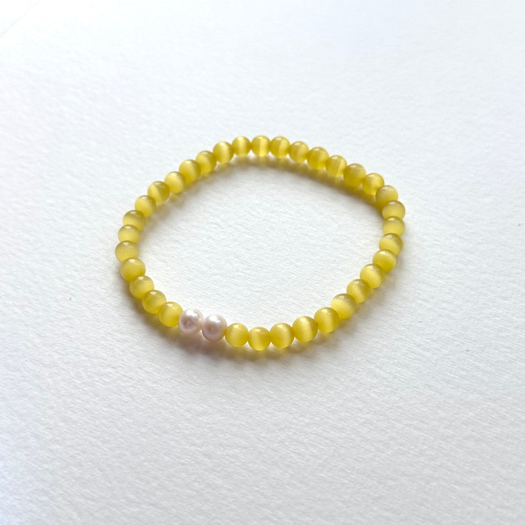 BS278 [Stone of Luck] Cat's Eye Stone - Red Agate | Tianshan Jade | Freshwater Pearl | Light Bracelet