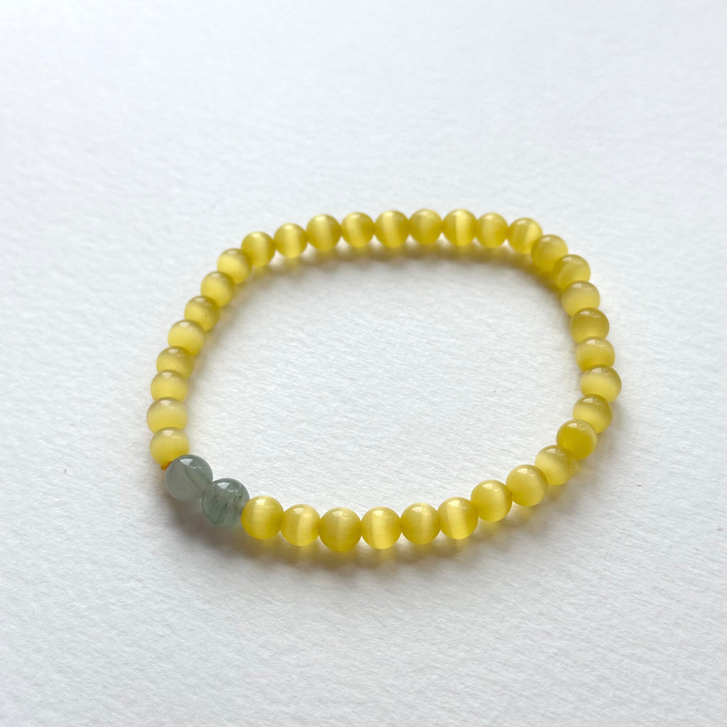 BS278 [Stone of Luck] Cat's Eye Stone - Red Agate | Tianshan Jade | Freshwater Pearl | Light Bracelet