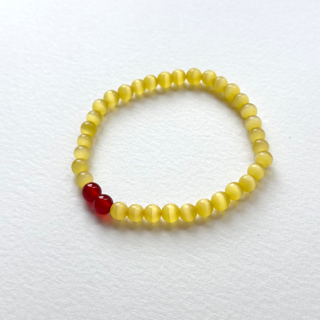 BS278 [Stone of Luck] Cat's Eye Stone - Red Agate | Tianshan Jade | Freshwater Pearl | Light Bracelet