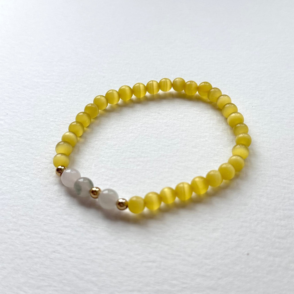 BS283 [Stone of Luck] Yellow Cat's Eye Stone Tianshan Jade Simple Gold-plated Light Bracelet